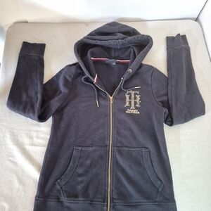 Womens XS Tommy Hilfiger Zip Up Navy Blue Jacket Y2k Style Streetwear